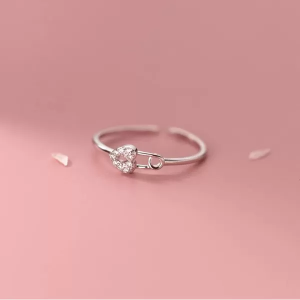Adjustable CZ Heart Safety Pin 925 Sterling Silver Ring for Women Girls Expandable Open Wrap Finger Rings Comfort Fit Dainty Cute Engagement Statement Jewelry Gift Birthday WeddingAdjustable CZ Heart Safety Pin 925 Sterling Silver Ring for Women Girls Expandable Open Wrap Finger Rings Comfort Fit Dainty Cute Engagement Statement Jewelry Gift Birthday Wedding
