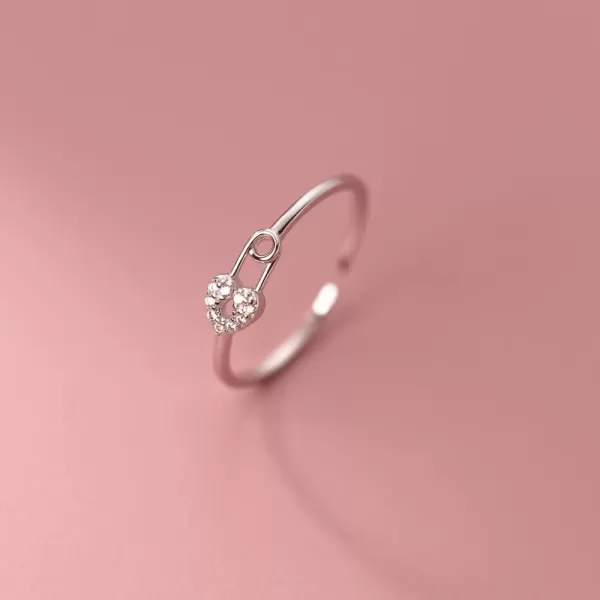Adjustable CZ Heart Safety Pin 925 Sterling Silver Ring for Women Girls Expandable Open Wrap Finger Rings Comfort Fit Dainty Cute Engagement Statement Jewelry Gift Birthday WeddingAdjustable CZ Heart Safety Pin 925 Sterling Silver Ring for Women Girls Expandable Open Wrap Finger Rings Comfort Fit Dainty Cute Engagement Statement Jewelry Gift Birthday Wedding
