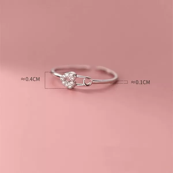 Adjustable CZ Heart Safety Pin 925 Sterling Silver Ring for Women Girls Expandable Open Wrap Finger Rings Comfort Fit Dainty Cute Engagement Statement Jewelry Gift Birthday WeddingAdjustable CZ Heart Safety Pin 925 Sterling Silver Ring for Women Girls Expandable Open Wrap Finger Rings Comfort Fit Dainty Cute Engagement Statement Jewelry Gift Birthday Wedding