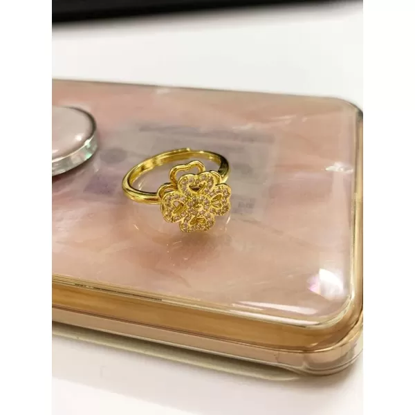 Anxiety CZ Clover Flower Ring for Women Girls Gold Tone Expandable Adjustable Crystal Four Leaf Open Wrap Rings Comfort Fit Dainty Wedding Birthday Valentine Jewelry GiftAnxiety CZ Clover Flower Ring for Women Girls Gold Tone Expandable Adjustable Crystal Four Leaf Open Wrap Rings Comfort Fit Dainty Wedding Birthday Valentine Jewelry Gift