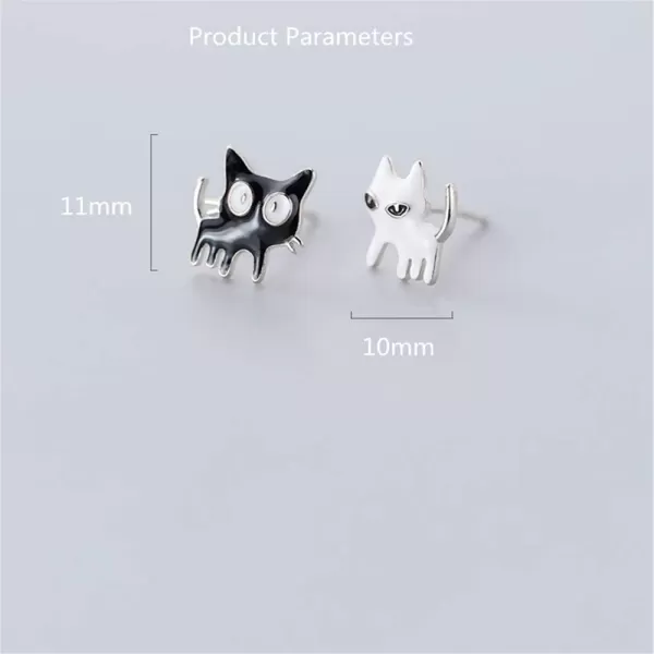 Asymmetrical Black White Cat Earrings for Women Girls Teens 925 Sterling Silver Enamel Cats Kitten Cute Animal Small Studs Earring Hypoallergenic Lovely Jewelry Gift for Pet LoverAsymmetrical Black White Cat Earrings for Women Girls Teens 925 Sterling Silver Enamel Cats Kitten Cute Animal Small Studs Earring Hypoallergenic Lovely Jewelry Gift for Pet Lover