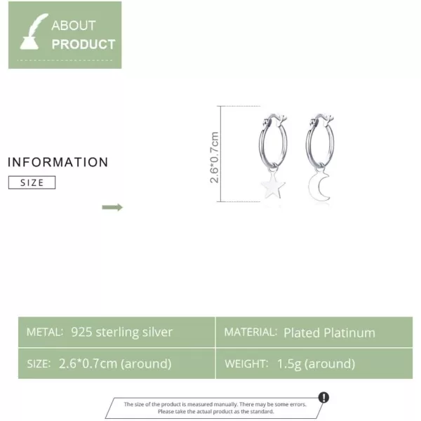 Asymmetrical Star Moon Dangle Hoop Earrings for Women Teen Girls S925 Sterling Silver White Gold Plated Charms Tiny Star Crescent Moon Drop Dangling Polished Cartilage Leverback Earrings Cute JewelryAsymmetrical Star Moon Dangle Hoop Earrings for Women Teen Girls S925 Sterling Silver White Gold Plated Charms Tiny Star Crescent Moon Drop Dangling Polished Cartilage Leverback Earrings Cute Jewelry