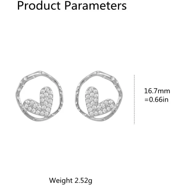Baroque Love Heart Cubic Zirconia Stud Earrings for Women Girls Silver Hypoallergenic Geometrical Circle Round Crystal Studs Dainty Wedding Birthday Anniversary Jewelry GiftsBaroque Love Heart Cubic Zirconia Stud Earrings for Women Girls Silver Hypoallergenic Geometrical Circle Round Crystal Studs Dainty Wedding Birthday Anniversary Jewelry Gifts