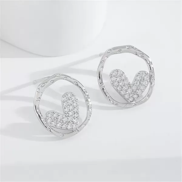 Baroque Love Heart Cubic Zirconia Stud Earrings for Women Girls Silver Hypoallergenic Geometrical Circle Round Crystal Studs Dainty Wedding Birthday Anniversary Jewelry GiftsBaroque Love Heart Cubic Zirconia Stud Earrings for Women Girls Silver Hypoallergenic Geometrical Circle Round Crystal Studs Dainty Wedding Birthday Anniversary Jewelry Gifts