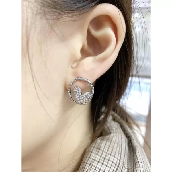Baroque Love Heart Cubic Zirconia Stud Earrings for Women Girls Silver Hypoallergenic Geometrical Circle Round Crystal Studs Dainty Wedding Birthday Anniversary Jewelry GiftsBaroque Love Heart Cubic Zirconia Stud Earrings for Women Girls Silver Hypoallergenic Geometrical Circle Round Crystal Studs Dainty Wedding Birthday Anniversary Jewelry Gifts
