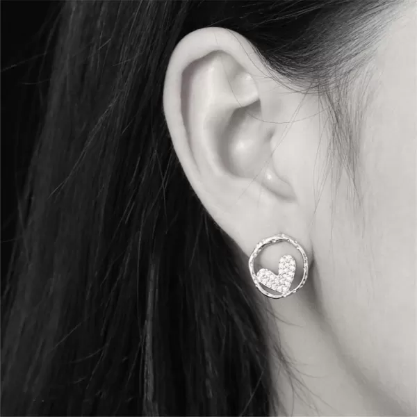 Baroque Love Heart Cubic Zirconia Stud Earrings for Women Girls Silver Hypoallergenic Geometrical Circle Round Crystal Studs Dainty Wedding Birthday Anniversary Jewelry GiftsBaroque Love Heart Cubic Zirconia Stud Earrings for Women Girls Silver Hypoallergenic Geometrical Circle Round Crystal Studs Dainty Wedding Birthday Anniversary Jewelry Gifts