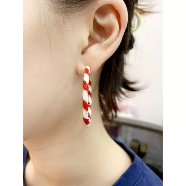 Big Candy Hoop Dangle Earrings for Women Girls Gold Red White Twisted Wrapping Christmas Statement Charms Drop Dangling Open Hoops Lightweight Fashion Xmas Festival Holiday Jewelry GiftsBig Candy Hoop Dangle Earrings for Women Girls Gold Red White Twisted Wrapping Christmas Statement Charms Drop Dangling Open Hoops Lightweight Fashion Xmas Festival Holiday Jewelry Gifts