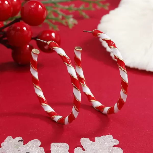 Big Candy Hoop Dangle Earrings for Women Girls Gold Red White Twisted Wrapping Christmas Statement Charms Drop Dangling Open Hoops Lightweight Fashion Xmas Festival Holiday Jewelry GiftsBig Candy Hoop Dangle Earrings for Women Girls Gold Red White Twisted Wrapping Christmas Statement Charms Drop Dangling Open Hoops Lightweight Fashion Xmas Festival Holiday Jewelry Gifts
