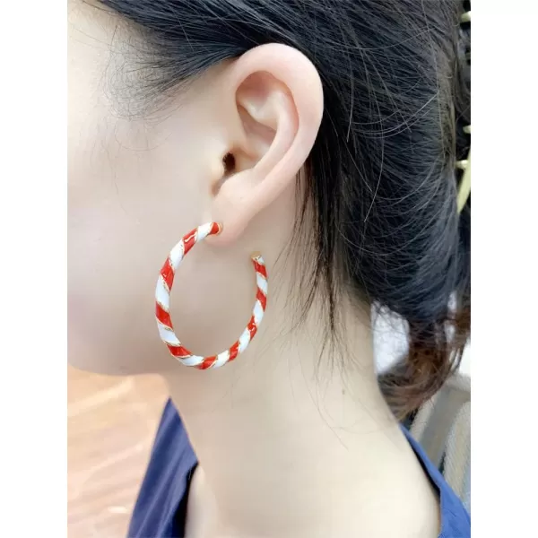 Big Candy Hoop Dangle Earrings for Women Girls Gold Red White Twisted Wrapping Christmas Statement Charms Drop Dangling Open Hoops Lightweight Fashion Xmas Festival Holiday Jewelry GiftsBig Candy Hoop Dangle Earrings for Women Girls Gold Red White Twisted Wrapping Christmas Statement Charms Drop Dangling Open Hoops Lightweight Fashion Xmas Festival Holiday Jewelry Gifts