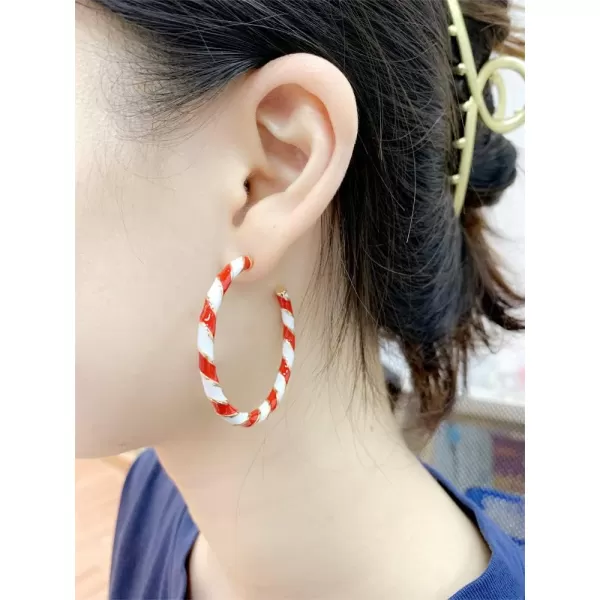 Big Candy Hoop Dangle Earrings for Women Girls Gold Red White Twisted Wrapping Christmas Statement Charms Drop Dangling Open Hoops Lightweight Fashion Xmas Festival Holiday Jewelry GiftsBig Candy Hoop Dangle Earrings for Women Girls Gold Red White Twisted Wrapping Christmas Statement Charms Drop Dangling Open Hoops Lightweight Fashion Xmas Festival Holiday Jewelry Gifts