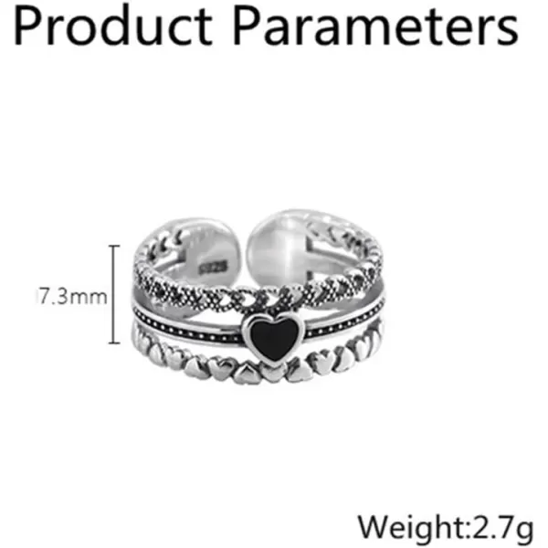 Black CZ Heart Ring for Mom Girlfriend Women Girls Sterling Silver Statement Expandable Open Bands Infinity Love Rings Vintage Jewelry Dainty Anniversary Christmas Valentines GiftBlack CZ Heart Ring for Mom Girlfriend Women Girls Sterling Silver Statement Expandable Open Bands Infinity Love Rings Vintage Jewelry Dainty Anniversary Christmas Valentines Gift