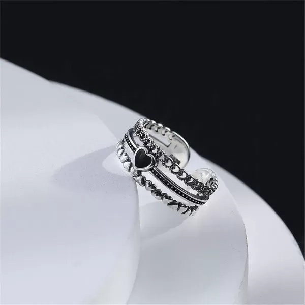 Black CZ Heart Ring for Mom Girlfriend Women Girls Sterling Silver Statement Expandable Open Bands Infinity Love Rings Vintage Jewelry Dainty Anniversary Christmas Valentines GiftBlack CZ Heart Ring for Mom Girlfriend Women Girls Sterling Silver Statement Expandable Open Bands Infinity Love Rings Vintage Jewelry Dainty Anniversary Christmas Valentines Gift
