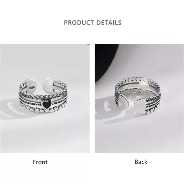 Black CZ Heart Ring for Mom Girlfriend Women Girls Sterling Silver Statement Expandable Open Bands Infinity Love Rings Vintage Jewelry Dainty Anniversary Christmas Valentines GiftBlack CZ Heart Ring for Mom Girlfriend Women Girls Sterling Silver Statement Expandable Open Bands Infinity Love Rings Vintage Jewelry Dainty Anniversary Christmas Valentines Gift