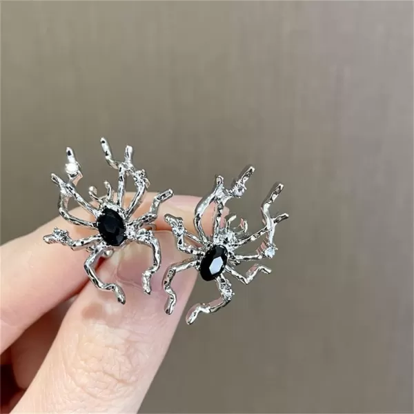 Black CZ Spider Statement Ring Earrings for Women Girls 925 Sterling Silver Post Animal Stud Earring Unisex Halloween Christmas Cosplay Party Jewelry EarringsBlack CZ Spider Statement Ring Earrings for Women Girls 925 Sterling Silver Post Animal Stud Earring Unisex Halloween Christmas Cosplay Party Jewelry Earrings