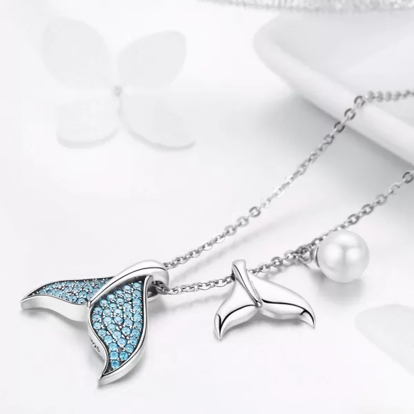 Blue Crystal Mermaid Tail Pearl Pendant Necklace for Women Teen Girls Sterling Silver Cute CZ Dainty Y Chain Delicate Jewelry BoxBlue Crystal Mermaid Tail Pearl Pendant Necklace for Women Teen Girls Sterling Silver Cute CZ Dainty Y Chain Delicate Jewelry Box