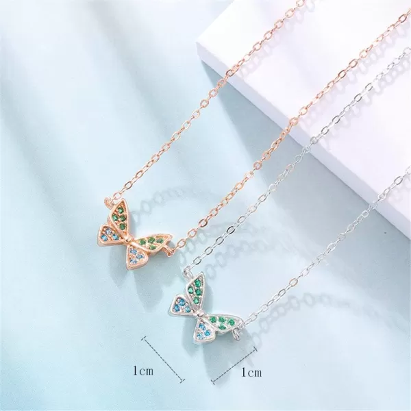 Blue Green Butterfly Crystal Pendant Necklace for Women Girls S925 Sterling Silver Cubic Zirconia Charm Dainty Simple Small Choker Necklaces Adjustable Chain Fashion Jewelry Birthday Wedding Christmas Gifts SilverBlue Green Butterfly Crystal Pendant Necklace for Women Girls S925 Sterling Silver Cubic Zirconia Charm Dainty Simple Small Choker Necklaces Adjustable Chain Fashion Jewelry Birthday Wedding Christmas Gifts Silver