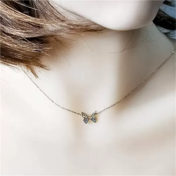 Blue Green Butterfly Crystal Pendant Necklace for Women Girls S925 Sterling Silver Cubic Zirconia Charm Dainty Simple Small Choker Necklaces Adjustable Chain Fashion Jewelry Birthday Wedding Christmas Gifts SilverBlue Green Butterfly Crystal Pendant Necklace for Women Girls S925 Sterling Silver Cubic Zirconia Charm Dainty Simple Small Choker Necklaces Adjustable Chain Fashion Jewelry Birthday Wedding Christmas Gifts Silver