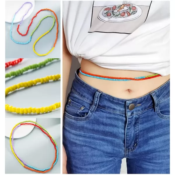 Boho Bead Belly Waist Chain Layered Choker Necklaces Bracelets for Women Girls Bohemian Colorful Beaded Stretch Anklet Handmade African Summer Bikini Beach Pool Vacation Y2K Body JewelryBoho Bead Belly Waist Chain Layered Choker Necklaces Bracelets for Women Girls Bohemian Colorful Beaded Stretch Anklet Handmade African Summer Bikini Beach Pool Vacation Y2K Body Jewelry