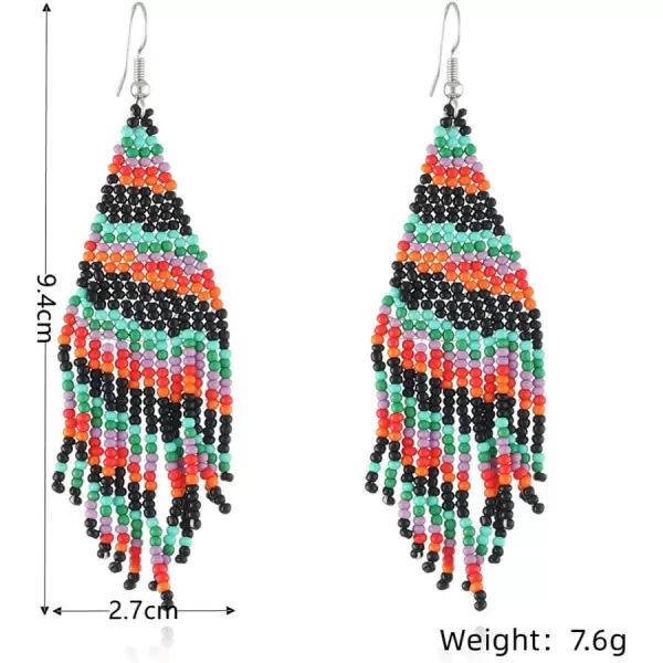Boho Beaded Christmas Statement Dangle Drop Earrings for Women Girls Handmade Acrylic Resin Ball Beads Lightweight Charms Fish Hook Dangling Stud Dainty Xmas Tree Holiday Style Jewelry GiftsGreen