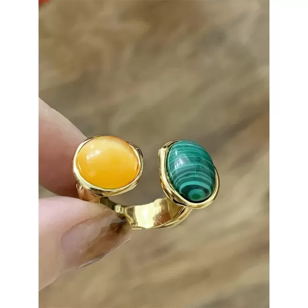 Boho Cat Eyes Statement Open Band Ring for Women Girls Gold Plated Bohemian Imitation Green Texture Malachite Yellow Opal Finger Rings Comfort Fit Retro Y2K JewelryBoho Cat Eyes Statement Open Band Ring for Women Girls Gold Plated Bohemian Imitation Green Texture Malachite Yellow Opal Finger Rings Comfort Fit Retro Y2K Jewelry