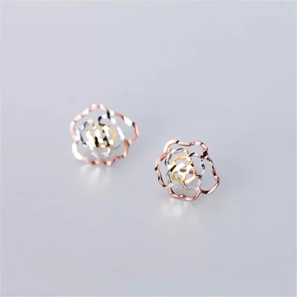 Boho Filigree Sterling Silver Flower Rose Stud Earrings for Women Girls Pierced Fashion Dainty Antique 3 Toned Blossom Tragus Post Earring Hypoallergenic Wedding Birthday Valentine Days Gifts 11mmBoho Filigree Sterling Silver Flower Rose Stud Earrings for Women Girls Pierced Fashion Dainty Antique 3 Toned Blossom Tragus Post Earring Hypoallergenic Wedding Birthday Valentine Days Gifts 11mm