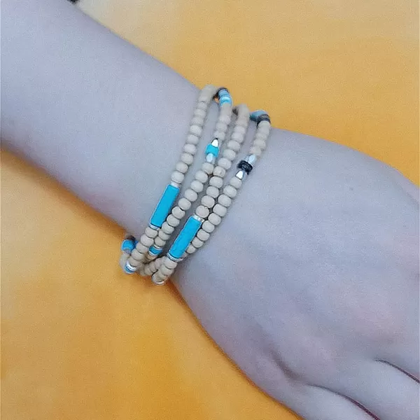 Boho Handmade Wooden Bead Bracelet for Women Girls Layered Turquoise Ball Beads Stretched Wrap Charm Chain Necklace Vintage Bohemian Jewelry GiftBoho Handmade Wooden Bead Bracelet for Women Girls Layered Turquoise Ball Beads Stretched Wrap Charm Chain Necklace Vintage Bohemian Jewelry Gift