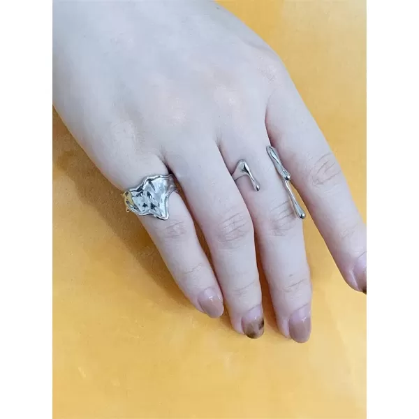 Boho Lava Statement Open Band Ring for Women Girls Silver Plated Vintage Hammered Geometric Irregular Thick Chunky Tail Finger Rings Simple Retro Y2K JewelryBoho Lava Statement Open Band Ring for Women Girls Silver Plated Vintage Hammered Geometric Irregular Thick Chunky Tail Finger Rings Simple Retro Y2K Jewelry