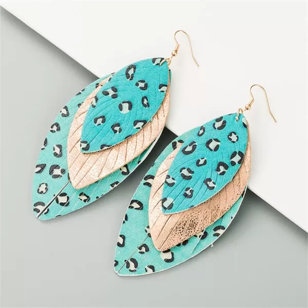 Boho Layered Leather Leaf Earrings for Women Girls Vintage Leopard Print Long Big Summer Statement Drop Dangle Hook Stud Lightweight Vintage Bohemian Beachy Jewelry GreenBoho Layered Leather Leaf Earrings for Women Girls Vintage Leopard Print Long Big Summer Statement Drop Dangle Hook Stud Lightweight Vintage Bohemian Beachy Jewelry Green