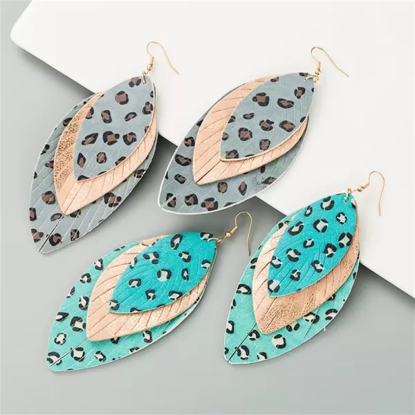 Boho Layered Leather Leaf Earrings for Women Girls Vintage Leopard Print Long Big Summer Statement Drop Dangle Hook Stud Lightweight Vintage Bohemian Beachy Jewelry GreenBoho Layered Leather Leaf Earrings for Women Girls Vintage Leopard Print Long Big Summer Statement Drop Dangle Hook Stud Lightweight Vintage Bohemian Beachy Jewelry Green