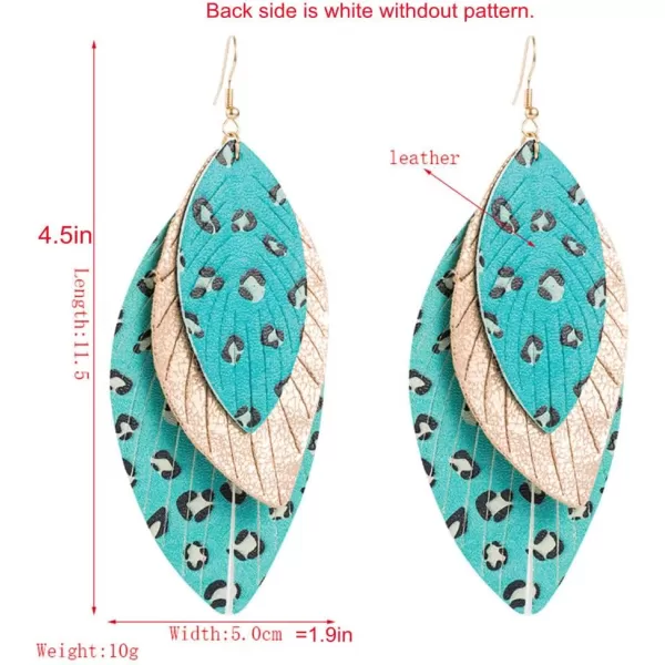 Boho Layered Leather Leaf Earrings for Women Girls Vintage Leopard Print Long Big Summer Statement Drop Dangle Hook Stud Lightweight Vintage Bohemian Beachy Jewelry GreenBoho Layered Leather Leaf Earrings for Women Girls Vintage Leopard Print Long Big Summer Statement Drop Dangle Hook Stud Lightweight Vintage Bohemian Beachy Jewelry Green