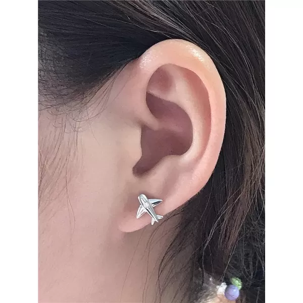 CZ Airplane Earrings for Women Teen Girls S925 Sterling Silver 18K White Gold Plated Cubic Zirconia Inlay Tiny Plane Stud Tragus Post Pin Pierced Ear Hypoallergenic Airline Jewelry Gifts SouvenirCZ Airplane Earrings for Women Teen Girls S925 Sterling Silver 18K White Gold Plated Cubic Zirconia Inlay Tiny Plane Stud Tragus Post Pin Pierced Ear Hypoallergenic Airline Jewelry Gifts Souvenir