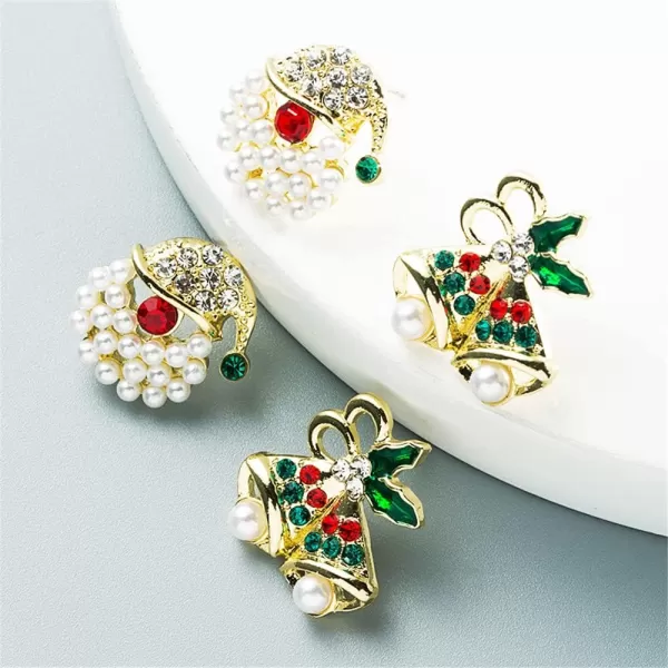 CZ Christmas Shell Pearl Earrings for Women Girls Gold Plated Red Green Rhinestone Crystal Small Stud Cartilage Cuff Hypoallergenic New Year Holiday Jewelry Cute Gifts Santa ClausCZ Christmas Shell Pearl Earrings for Women Girls Gold Plated Red Green Rhinestone Crystal Small Stud Cartilage Cuff Hypoallergenic New Year Holiday Jewelry Cute Gifts Santa Claus