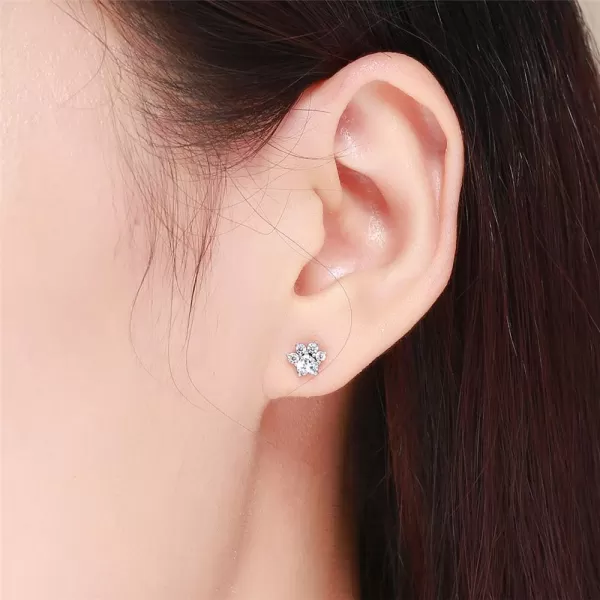 CZ Crystal Paw Cat Cute Stud Earrings for Women Teen Girls 925 Sterling Silver Teardrop Cubic Zirconia Animal Small Studs Tragus Hypoallergenic Asymmetrical Pin Jewelry for Daughter SisterCZ Crystal Paw Cat Cute Stud Earrings for Women Teen Girls 925 Sterling Silver Teardrop Cubic Zirconia Animal Small Studs Tragus Hypoallergenic Asymmetrical Pin Jewelry for Daughter Sister