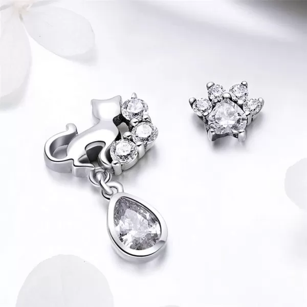 CZ Crystal Paw Cat Cute Stud Earrings for Women Teen Girls 925 Sterling Silver Teardrop Cubic Zirconia Animal Small Studs Tragus Hypoallergenic Asymmetrical Pin Jewelry for Daughter SisterCZ Crystal Paw Cat Cute Stud Earrings for Women Teen Girls 925 Sterling Silver Teardrop Cubic Zirconia Animal Small Studs Tragus Hypoallergenic Asymmetrical Pin Jewelry for Daughter Sister