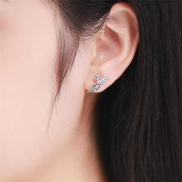 CZ Fairy Stud Earrings for Women Girls S925 Sterling Silver 18K White Gold Plated Asymmtric TwoTone Cubic Zirconia Crystal Tinkerbell Angel Wings Tiny Stud Hypoallergenic Jewelry Gift for ChildCZ Fairy Stud Earrings for Women Girls S925 Sterling Silver 18K White Gold Plated Asymmtric TwoTone Cubic Zirconia Crystal Tinkerbell Angel Wings Tiny Stud Hypoallergenic Jewelry Gift for Child