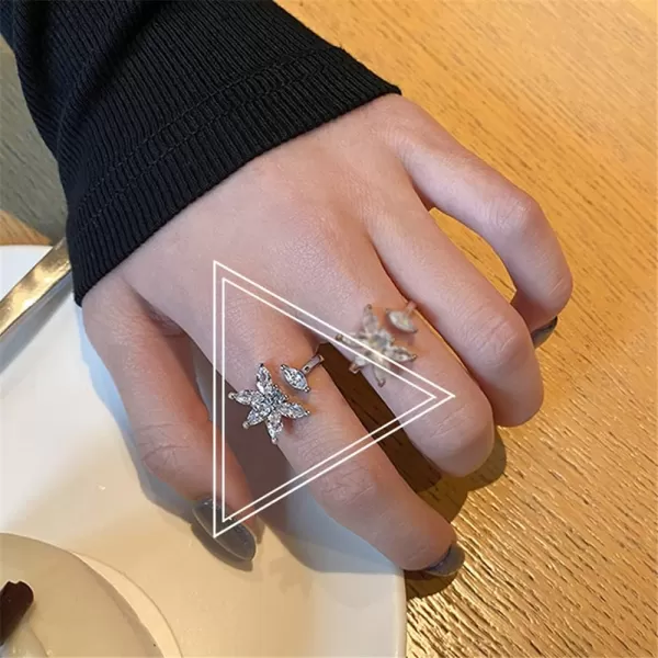 CZ Falling Petal Flower Wedding Ring for Women Girls Silver Plated Rhinestone Statement Engagement Expandable Adjustable Open Wrap Finger Rings Comfort Fit Fashion Crystal Jewelry Valentine BirthdayCZ Falling Petal Flower Wedding Ring for Women Girls Silver Plated Rhinestone Statement Engagement Expandable Adjustable Open Wrap Finger Rings Comfort Fit Fashion Crystal Jewelry Valentine Birthday