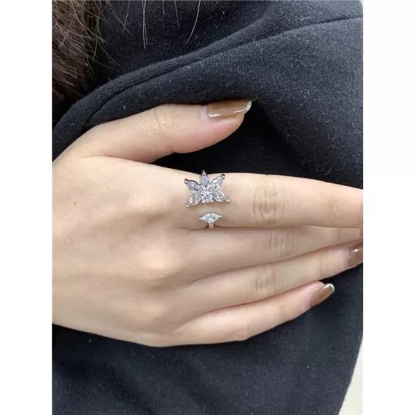 CZ Falling Petal Flower Wedding Ring for Women Girls Silver Plated Rhinestone Statement Engagement Expandable Adjustable Open Wrap Finger Rings Comfort Fit Fashion Crystal Jewelry Valentine BirthdayCZ Falling Petal Flower Wedding Ring for Women Girls Silver Plated Rhinestone Statement Engagement Expandable Adjustable Open Wrap Finger Rings Comfort Fit Fashion Crystal Jewelry Valentine Birthday
