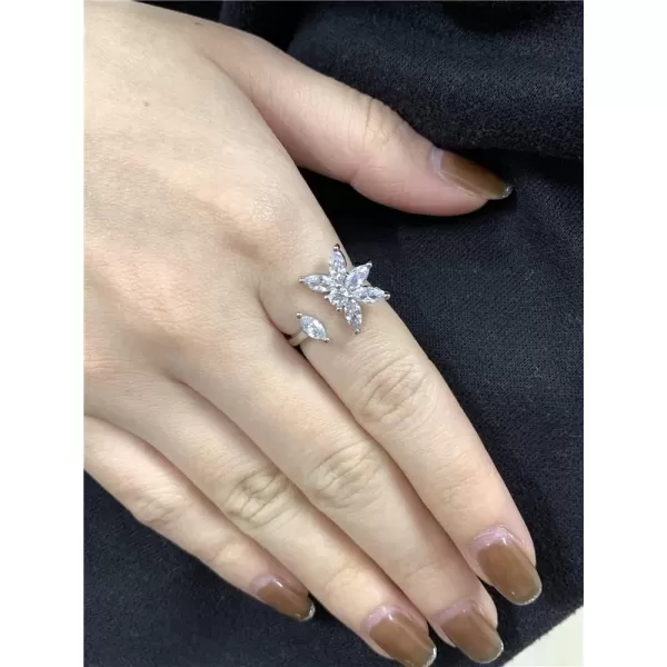 CZ Falling Petal Flower Wedding Ring for Women Girls Silver Plated Rhinestone Statement Engagement Expandable Adjustable Open Wrap Finger Rings Comfort Fit Fashion Crystal Jewelry Valentine BirthdayCZ Falling Petal Flower Wedding Ring for Women Girls Silver Plated Rhinestone Statement Engagement Expandable Adjustable Open Wrap Finger Rings Comfort Fit Fashion Crystal Jewelry Valentine Birthday