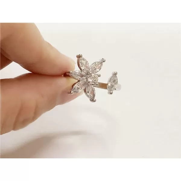 CZ Falling Petal Flower Wedding Ring for Women Girls Silver Plated Rhinestone Statement Engagement Expandable Adjustable Open Wrap Finger Rings Comfort Fit Fashion Crystal Jewelry Valentine BirthdayCZ Falling Petal Flower Wedding Ring for Women Girls Silver Plated Rhinestone Statement Engagement Expandable Adjustable Open Wrap Finger Rings Comfort Fit Fashion Crystal Jewelry Valentine Birthday