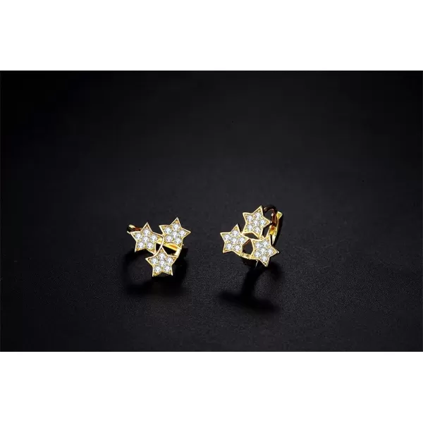 CZ Gold Star Small Hoop Cartilage Earrings for Women Girls Sparkling Cubic Zirconia Tiny Cute Huggie Piercing Stud Hoops Wedding Birthday Party Jewelry Hypoallergenic for Senstive EarCZ Gold Star Small Hoop Cartilage Earrings for Women Girls Sparkling Cubic Zirconia Tiny Cute Huggie Piercing Stud Hoops Wedding Birthday Party Jewelry Hypoallergenic for Senstive Ear