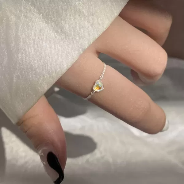 CZ Heart Chain Engagement Promise 925 Sterling Silver Ring for Women Girls AB Crystal Ball Bead Adjustable Expandable Open Band Rings Fashion Eternity Wedding Birthday Christmas Party Jewelry GiftCZ Heart Chain Engagement Promise 925 Sterling Silver Ring for Women Girls AB Crystal Ball Bead Adjustable Expandable Open Band Rings Fashion Eternity Wedding Birthday Christmas Party Jewelry Gift