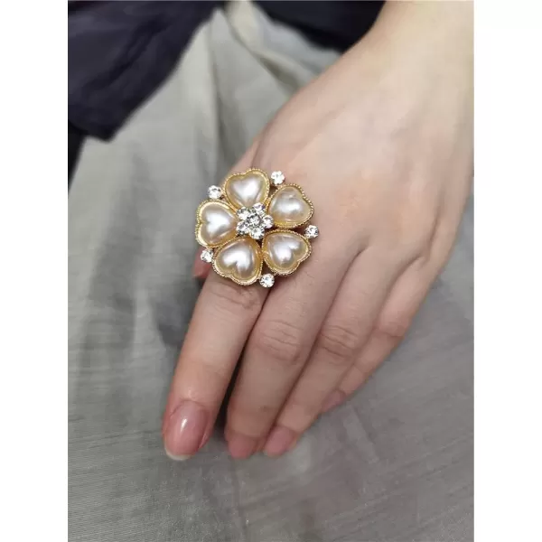 CZ Heart Pearl Statement Wedding Ring for Women Girls Vintage Crystal Diamond Flower Faux Pearls Adjustable Open Band Wrap Engagement Birthday Cocktail Party Ring Comfort Fit Exaggerated Jewelry GiftCZ Heart Pearl Statement Wedding Ring for Women Girls Vintage Crystal Diamond Flower Faux Pearls Adjustable Open Band Wrap Engagement Birthday Cocktail Party Ring Comfort Fit Exaggerated Jewelry Gift
