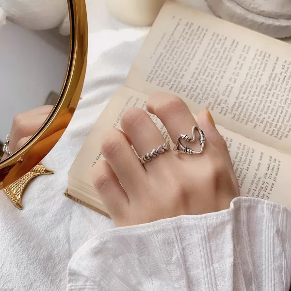 CZ Heart S925 Sterling Silver Ring for Women Girls Dainty Crystal Engagement Promise Love Expandable Open Finger Statement Stacking Rings Adjustable Fashion Valentines Anniversary JewelryCZ Heart S925 Sterling Silver Ring for Women Girls Dainty Crystal Engagement Promise Love Expandable Open Finger Statement Stacking Rings Adjustable Fashion Valentines Anniversary Jewelry
