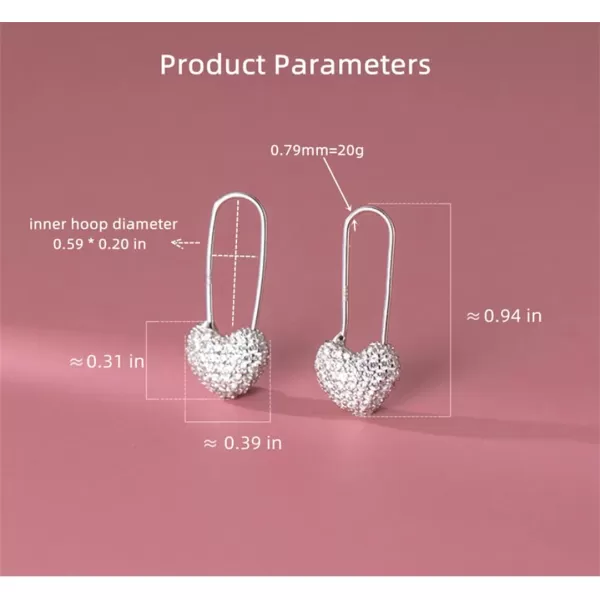 CZ Heart Safety Pin Sterling Silver Small Hoop Cartilage Earrings for Women Girls Cubic Zirconia Tiny Cute Love Drop Dangle Huggie Hoops Fashion Dainty Birthday Anniversary Jewelry GiftsCZ Heart Safety Pin Sterling Silver Small Hoop Cartilage Earrings for Women Girls Cubic Zirconia Tiny Cute Love Drop Dangle Huggie Hoops Fashion Dainty Birthday Anniversary Jewelry Gifts