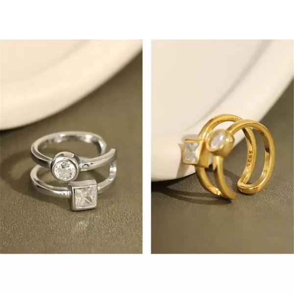 CZ Layered Cuff Earrings Half Small Hoop Sterling Silver Non Piercing Clip on Cartilage Earring for Women Girls Cubic Zirconia Minimalist Double Bands Wrap Fashion Hypoallergenic JewelrySilver