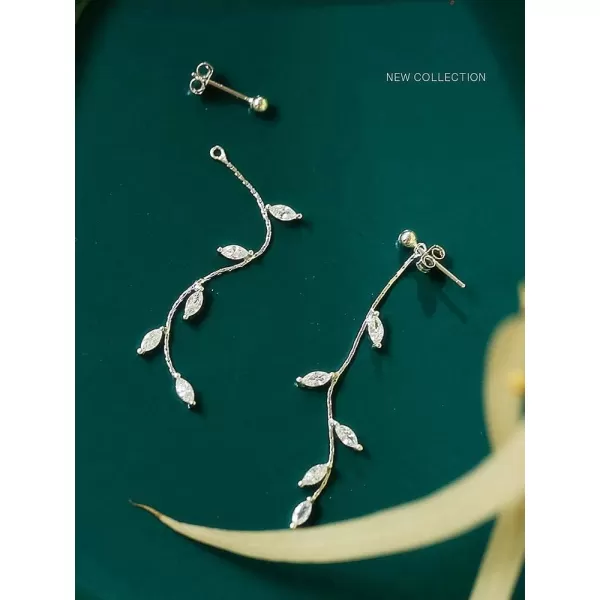 CZ Leaf Chandelier Dangle Studs Earrings for Women Girls S925 Sterling Silver Crystal Leaves Tassel Chain Drop Crawler Ball Bead Cuff Climber Diamond Post Charm Huggie Pierced Hypoallergenic JewelryCZ Leaf Chandelier Dangle Studs Earrings for Women Girls S925 Sterling Silver Crystal Leaves Tassel Chain Drop Crawler Ball Bead Cuff Climber Diamond Post Charm Huggie Pierced Hypoallergenic Jewelry