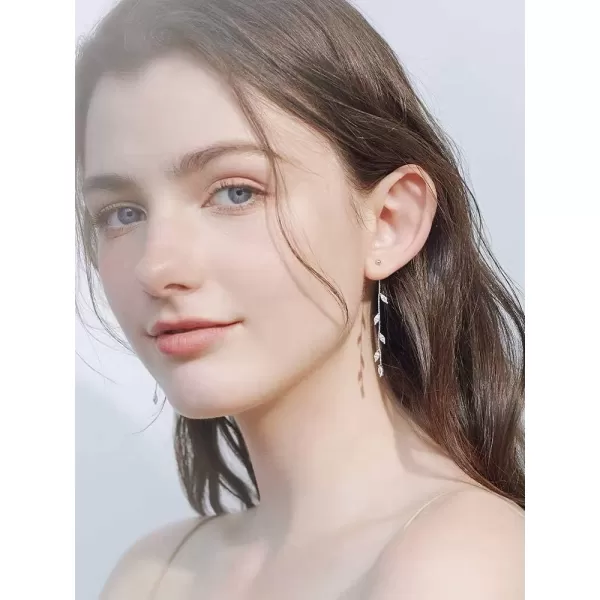 CZ Leaf Chandelier Dangle Studs Earrings for Women Girls S925 Sterling Silver Crystal Leaves Tassel Chain Drop Crawler Ball Bead Cuff Climber Diamond Post Charm Huggie Pierced Hypoallergenic JewelryCZ Leaf Chandelier Dangle Studs Earrings for Women Girls S925 Sterling Silver Crystal Leaves Tassel Chain Drop Crawler Ball Bead Cuff Climber Diamond Post Charm Huggie Pierced Hypoallergenic Jewelry