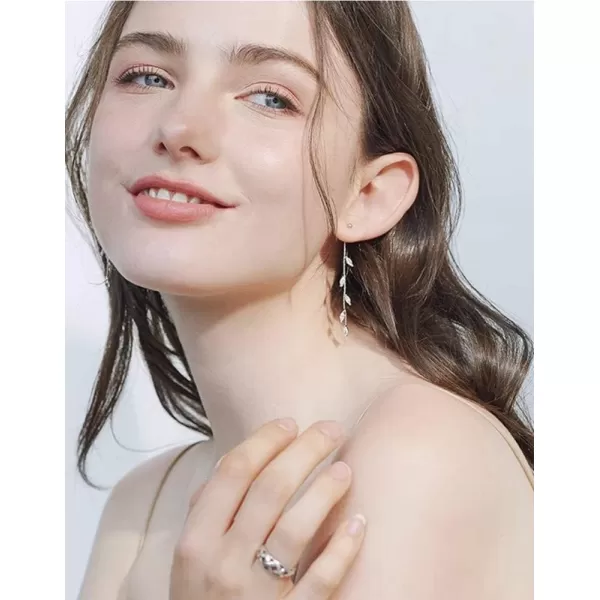 CZ Leaf Chandelier Dangle Studs Earrings for Women Girls S925 Sterling Silver Crystal Leaves Tassel Chain Drop Crawler Ball Bead Cuff Climber Diamond Post Charm Huggie Pierced Hypoallergenic JewelryCZ Leaf Chandelier Dangle Studs Earrings for Women Girls S925 Sterling Silver Crystal Leaves Tassel Chain Drop Crawler Ball Bead Cuff Climber Diamond Post Charm Huggie Pierced Hypoallergenic Jewelry