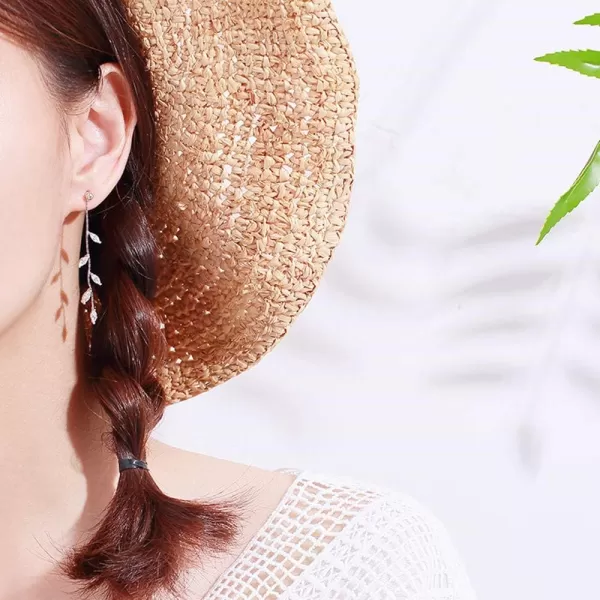 CZ Leaf Chandelier Dangle Studs Earrings for Women Girls S925 Sterling Silver Crystal Leaves Tassel Chain Drop Crawler Ball Bead Cuff Climber Diamond Post Charm Huggie Pierced Hypoallergenic JewelryCZ Leaf Chandelier Dangle Studs Earrings for Women Girls S925 Sterling Silver Crystal Leaves Tassel Chain Drop Crawler Ball Bead Cuff Climber Diamond Post Charm Huggie Pierced Hypoallergenic Jewelry