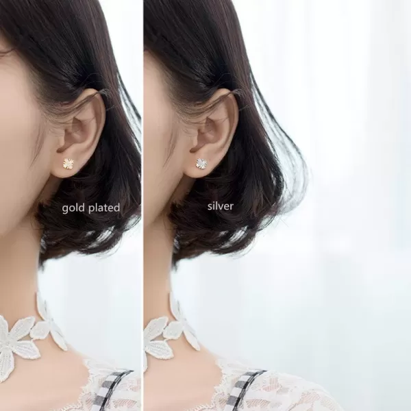 CZ Leaf Flower Stud Earrings 20g Cartilage Tragus for Women Girls Sterling Silver Crystal Diamond Cluster Piercing Ear Dainty Shiny Daisy Tiny Ball Screw Back Barbell Hypoallergenic Jewelrygold plated